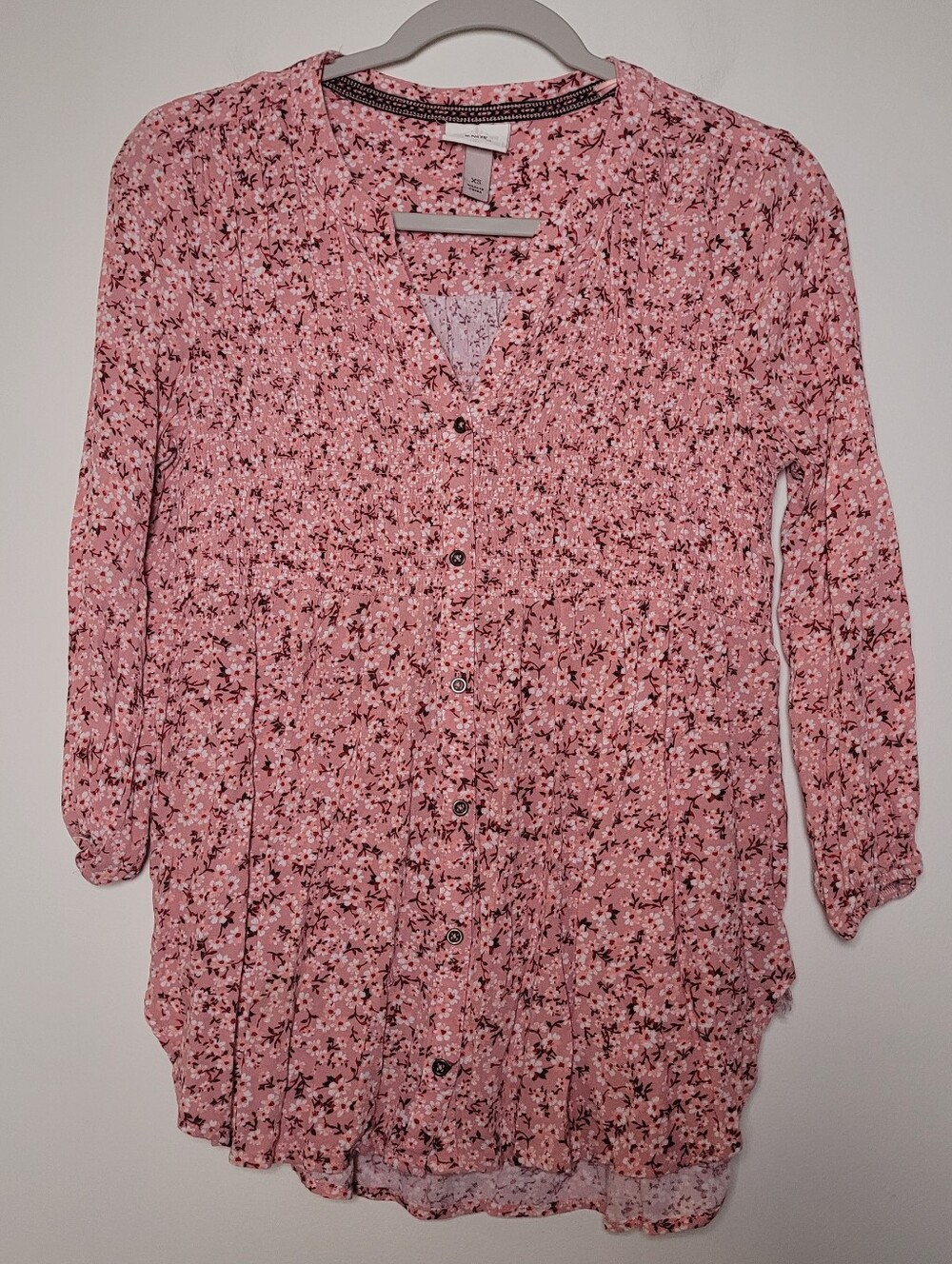 Knox Rose Women Blouse XS Floral V Neck Boho Cottagecore Prairie